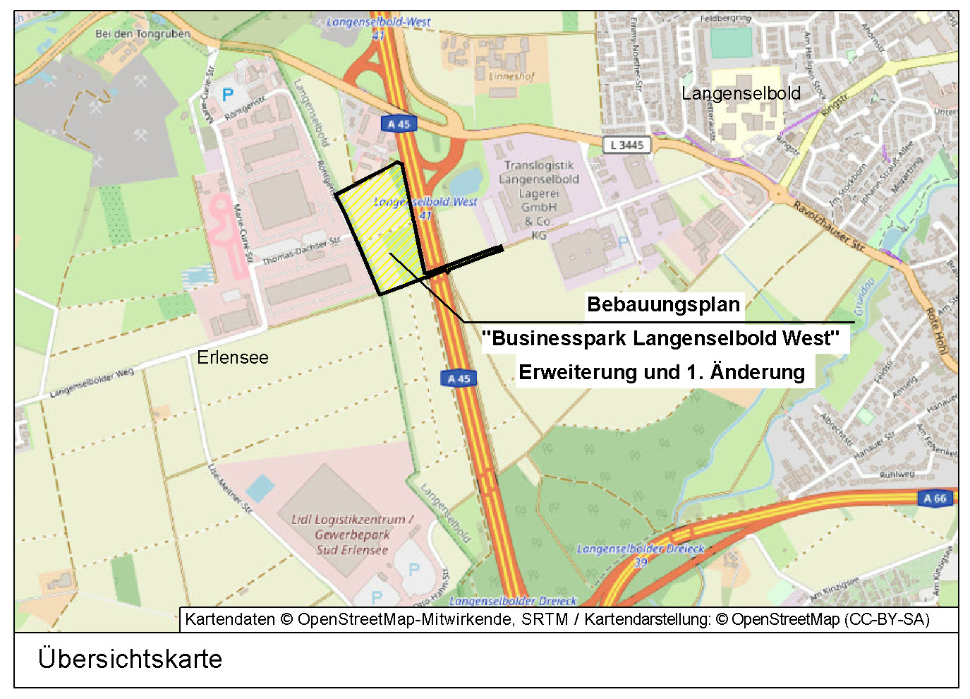 Bebauungsplan „Businesspark Langenselbold West“, Erweiterung und 1. Änderung der Stadt Langenselbold