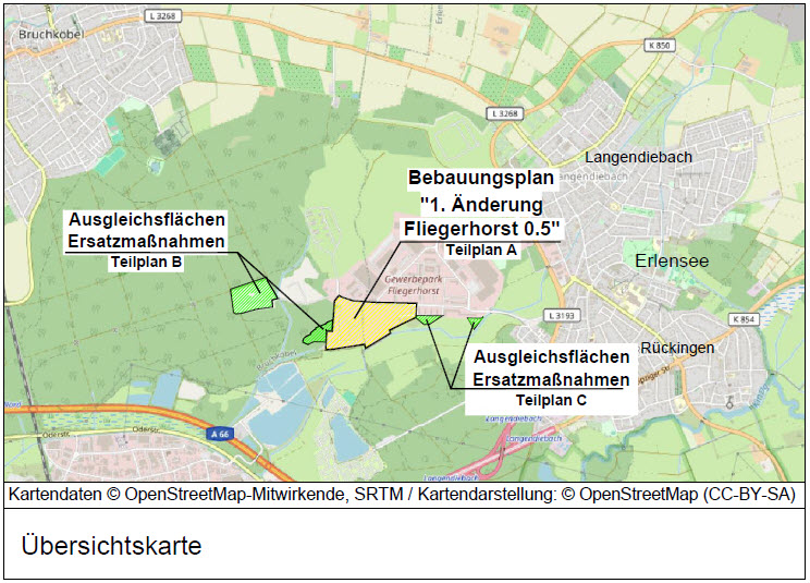Bebauungsplan „1. Änderung Fliegerhorst 0.5“ des Zweckverbandes Entwicklung Fliegerhorst Langendiebach in der Stadt Erlensee und Stadt Bruchköbel